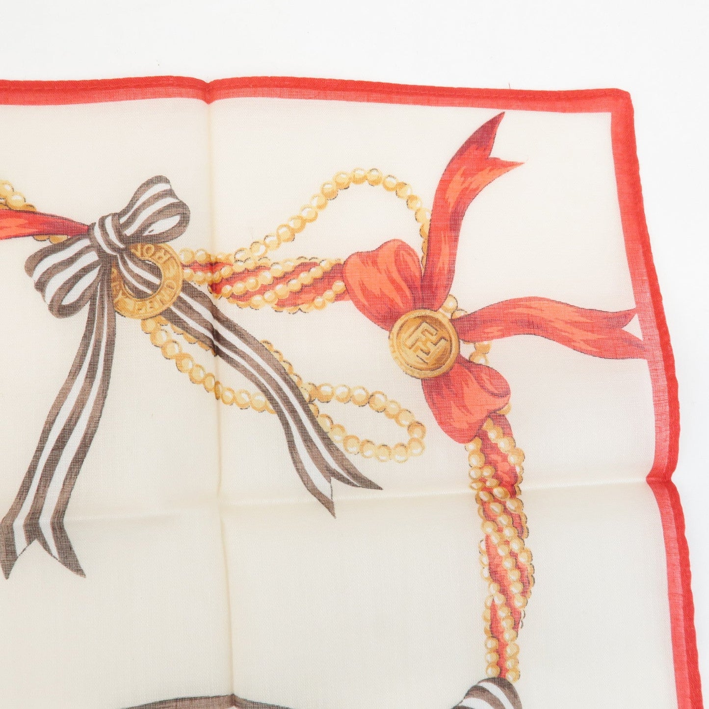 FENDI Set of 5 Cotton 100% Handkerchief Red Pink Brown Beige White  d