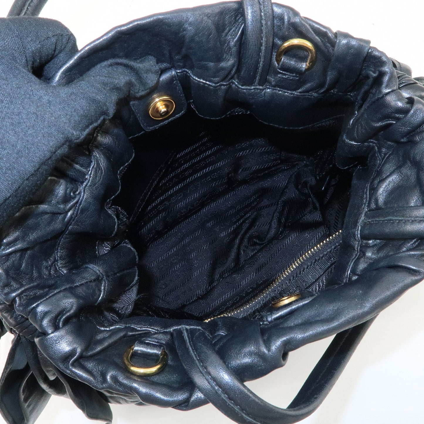 PRADA Leather Ribbon 2Way Bag Hand Bag Shoulder Bag BN1760  d
