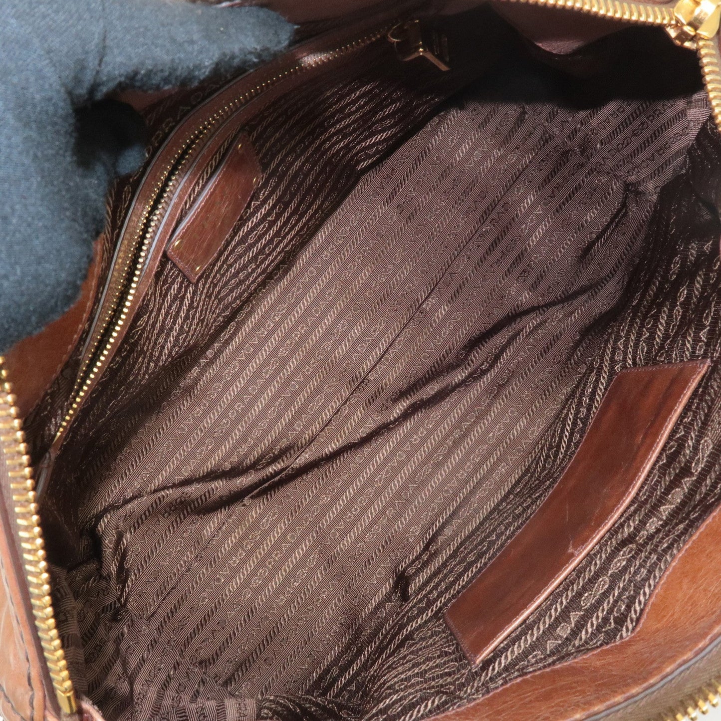 PRADA Logo Leather 2way Hand Bag Shoulder Bag Brown BL0727  d