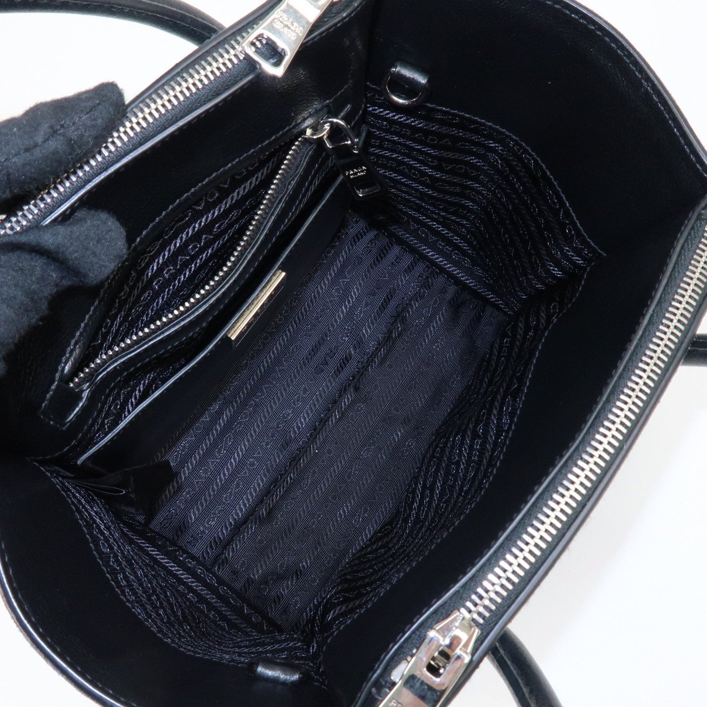 PRADA Unborn Calf Suede Leather 2Way Hand Bag Blue Black 1BA025  d
