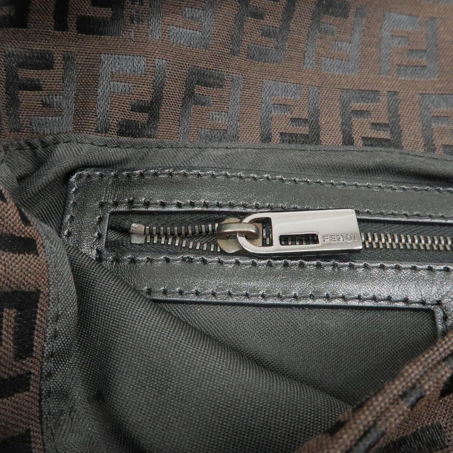 FENDI Mamma Baguette Zucchino Leather Shoulder Bag Brown 8BR000  d