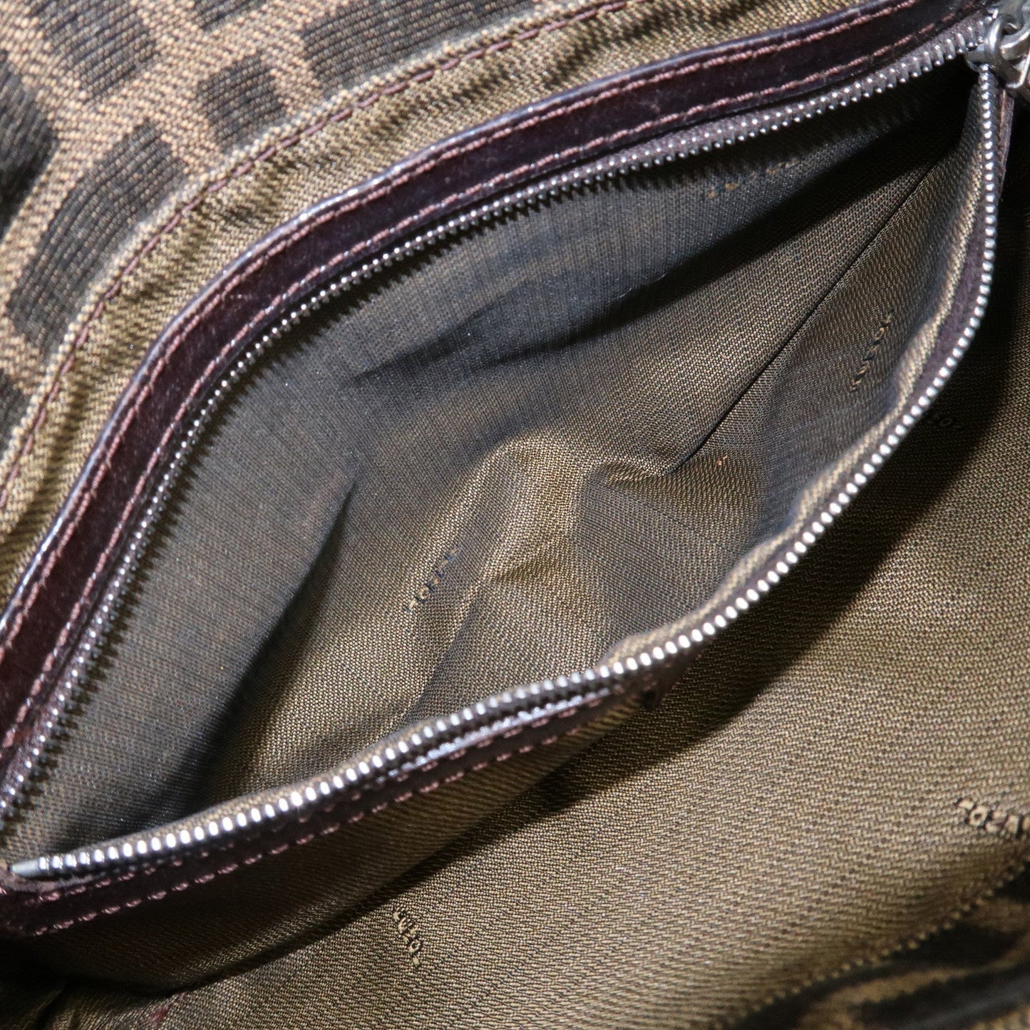 FENDI Mamma Bagguette Zucca Canvas Leather Shoulder Bag 26424  d