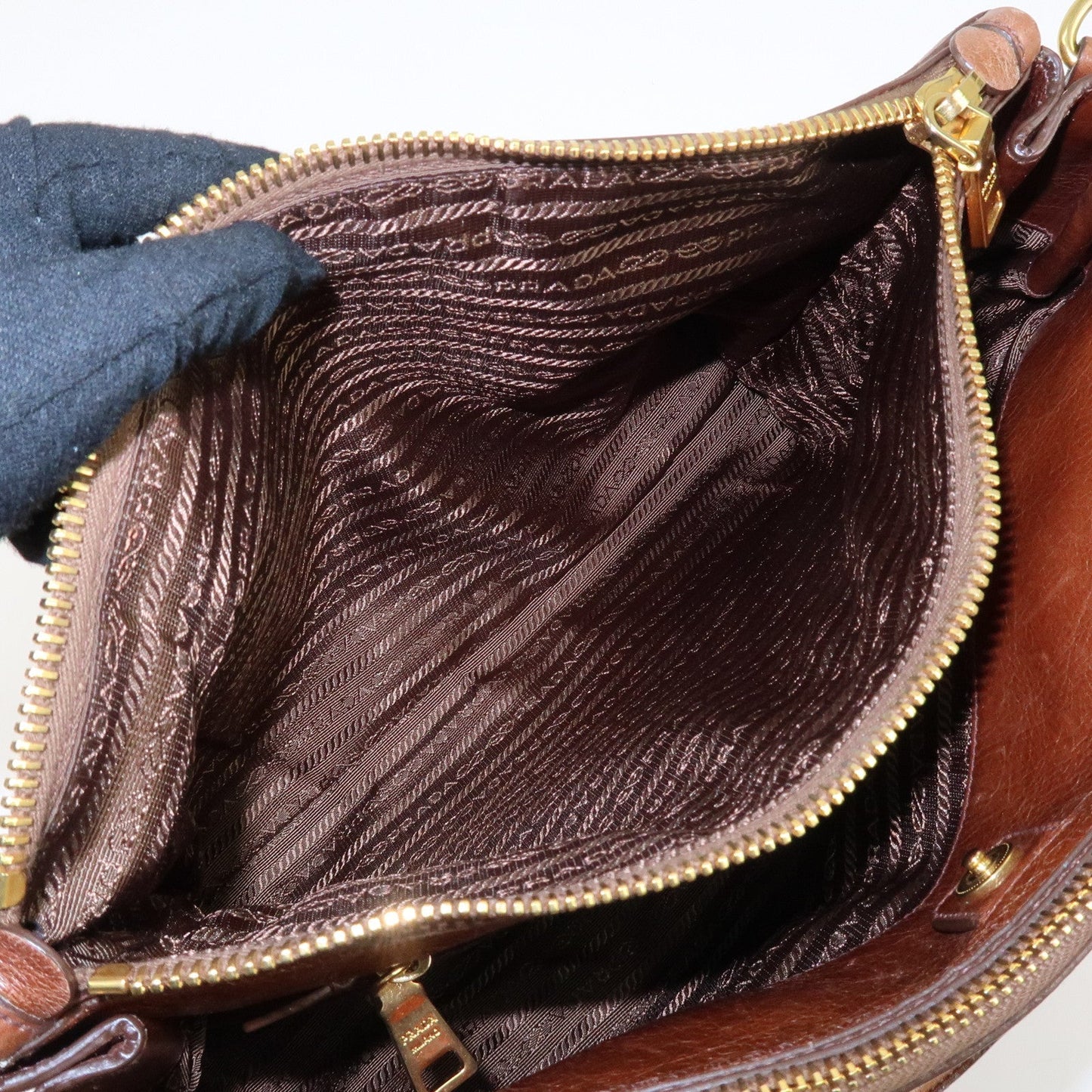 PRADA Leather 2Way Bag Shoulder Bag Hand Bag Brown  d