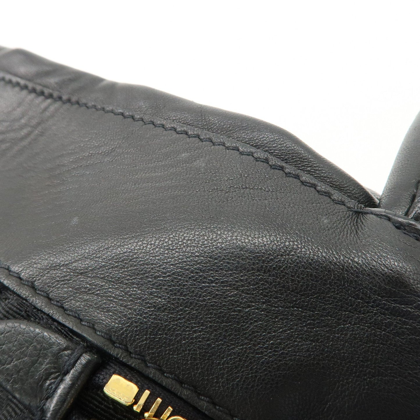 PRADA Leather Ribbon Tote Bag Hand Bag NERO Black BN1601  d