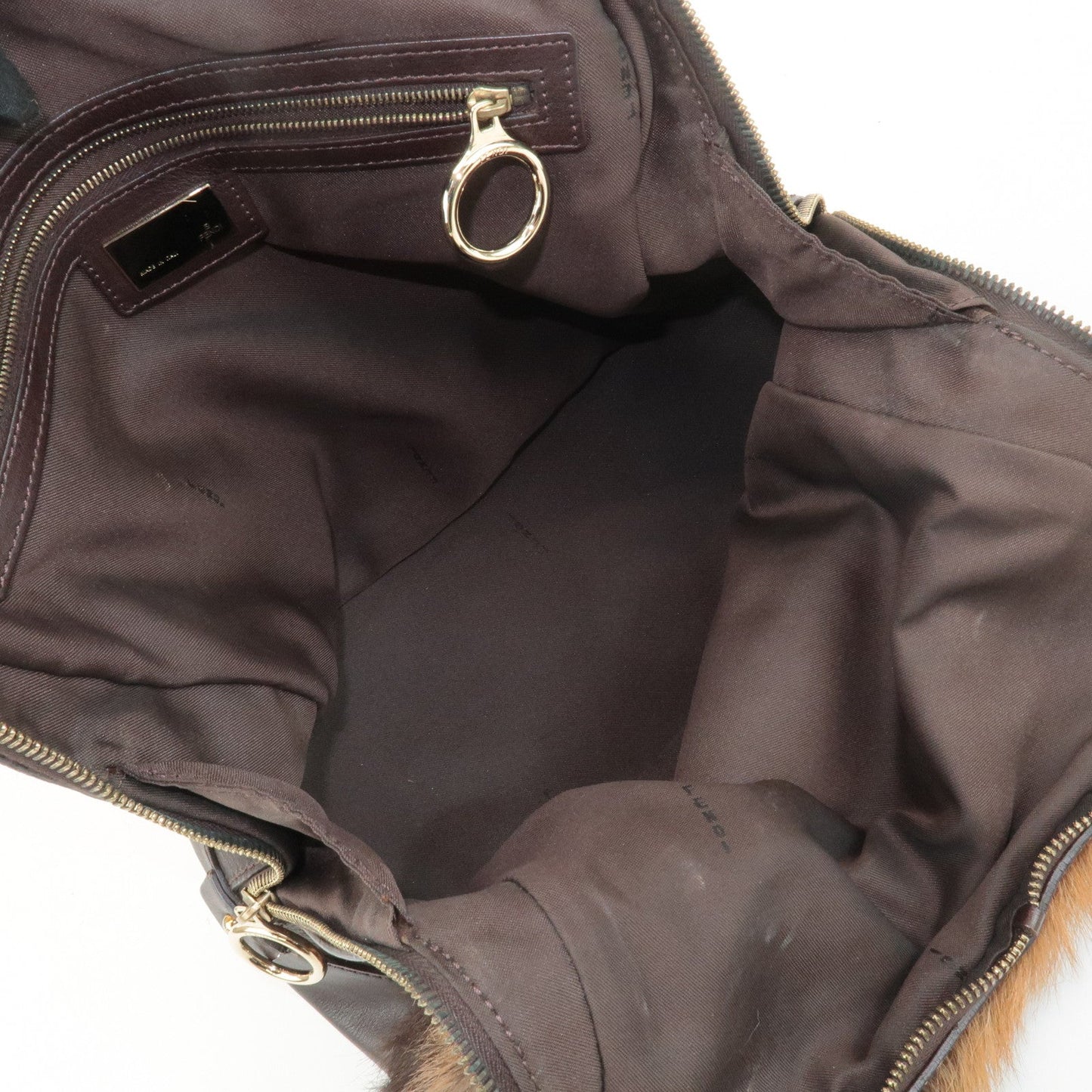 FENDI Unborn Calf Leather Hand Bag Shoulder Bag Brown 8BR286  d
