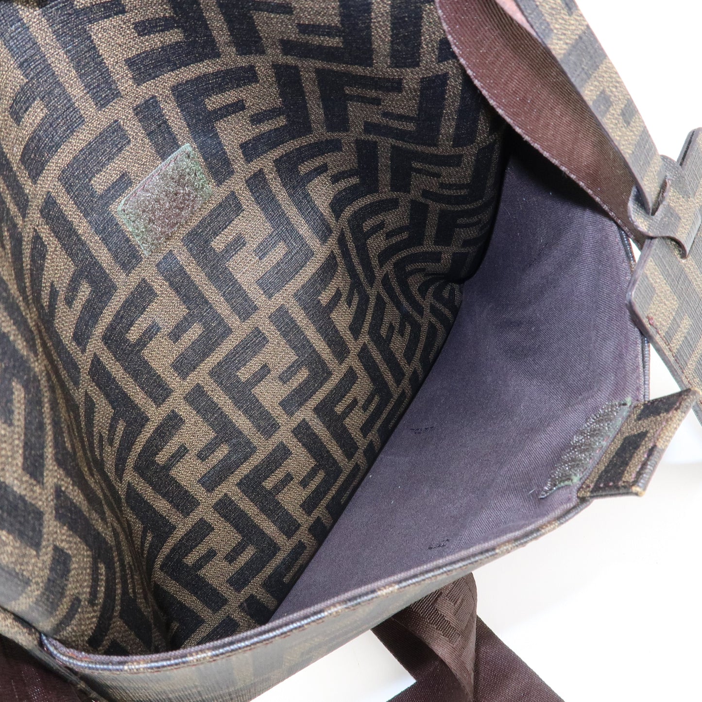 FENDI Zucca Print PVC Shoulder Bag Khaki Black 7VA207  d