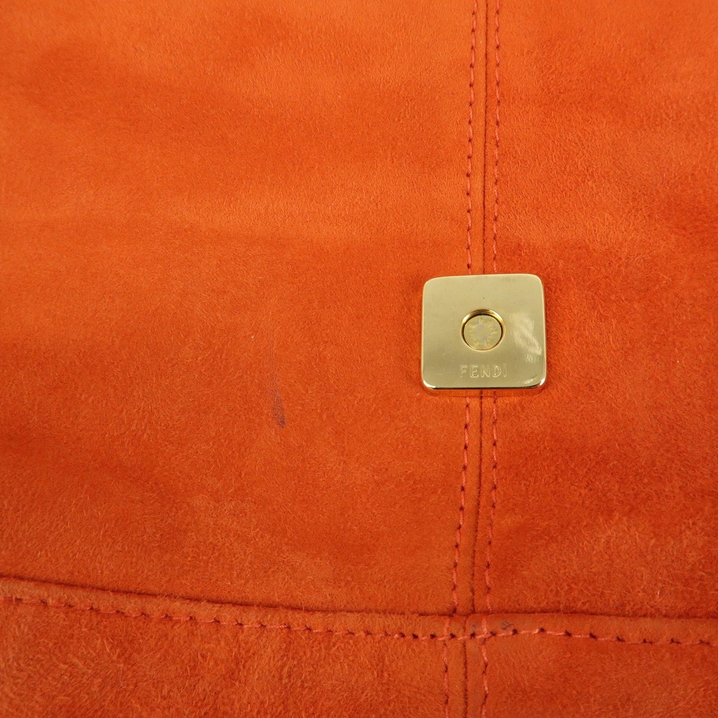 FENDI Mamma Baguette Suede Leather Shoulder Bag Orange 26325  d