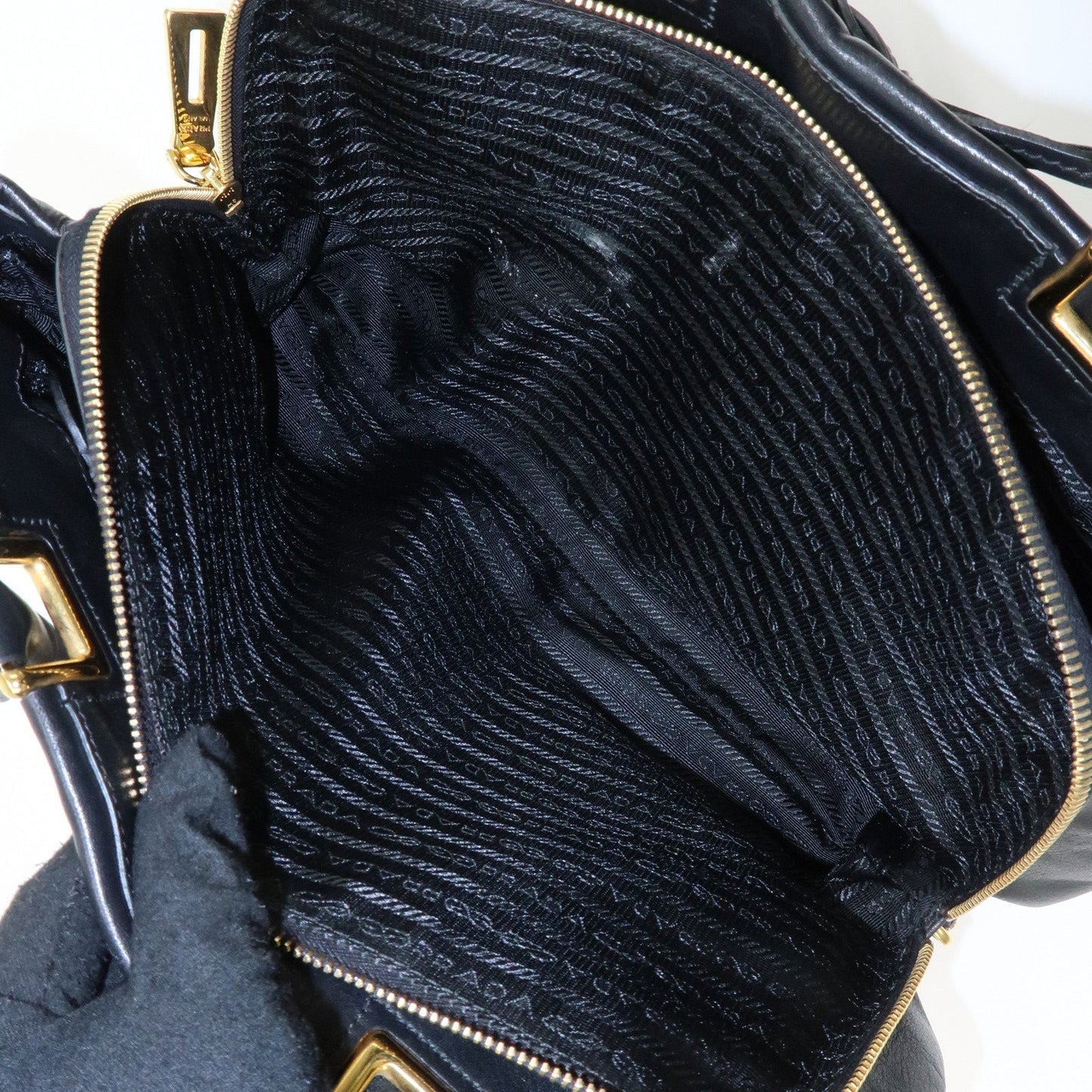 PRADA Leather Ribbon 2way Bag Hand Bag Black BN2244  d