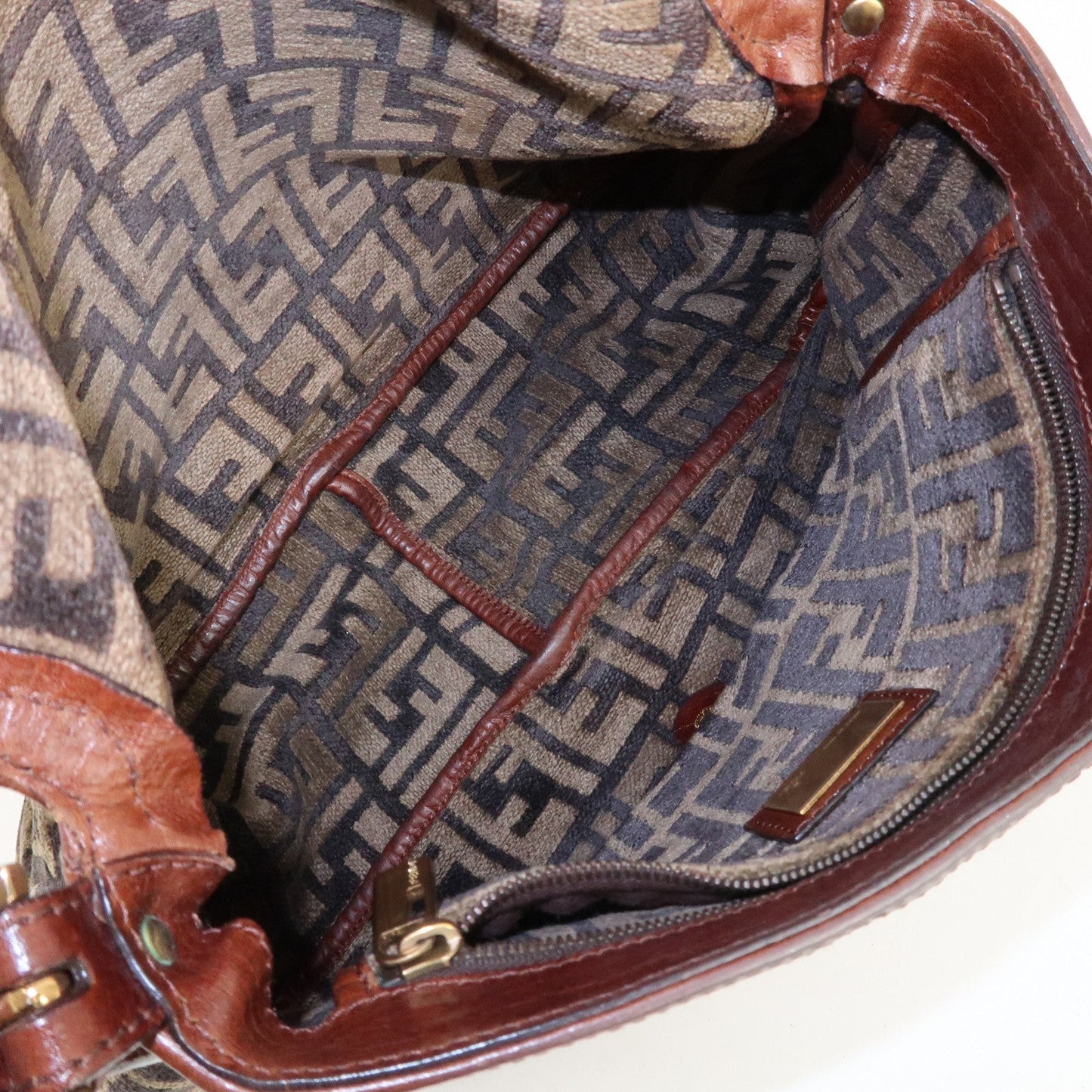 FENDI Mamma Baguette Zucca Pile Leather Shoulder Bag 8BR001  d