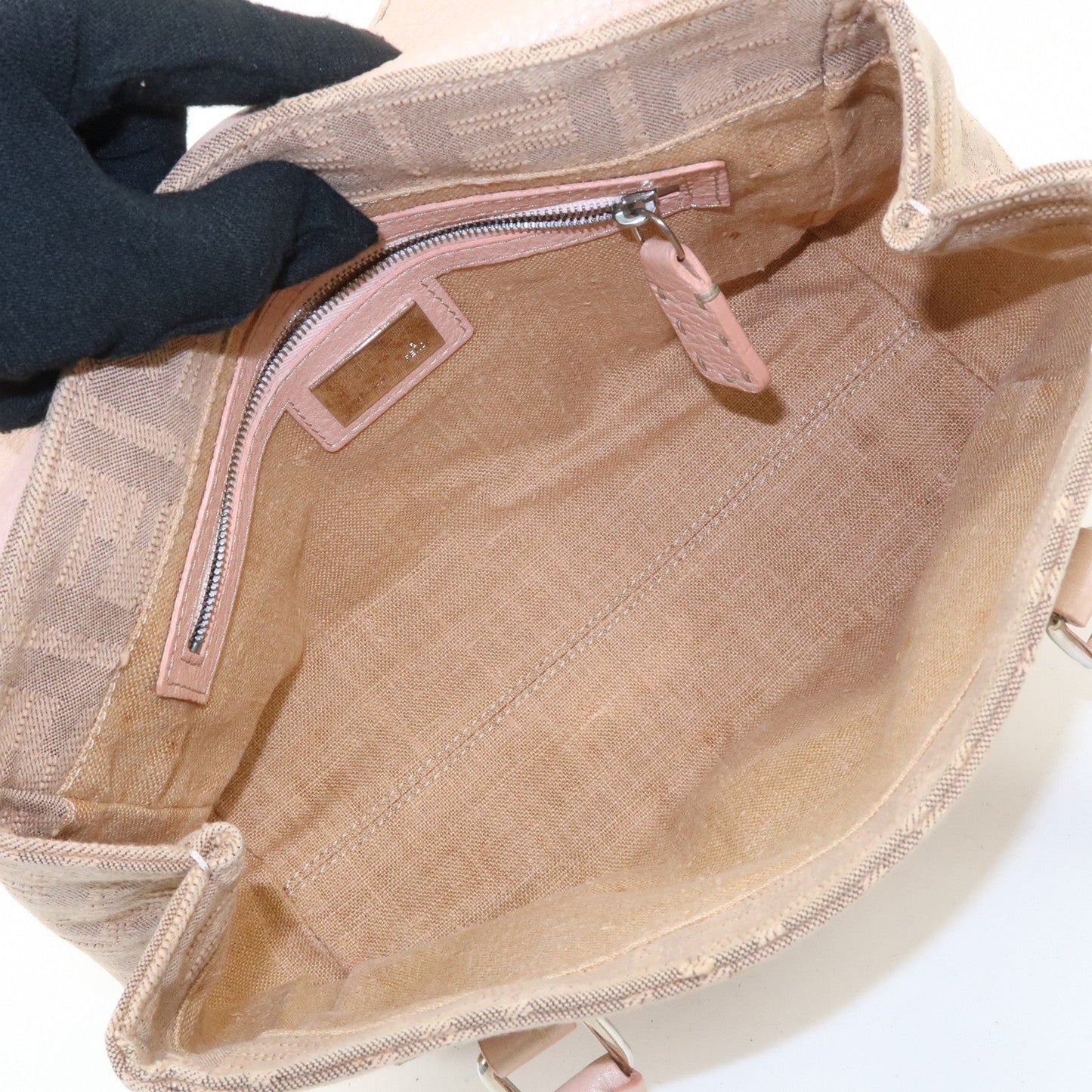 FENDI Zucca Selleria Leather Mini Linda Hand Bag Pink 8BR486  d
