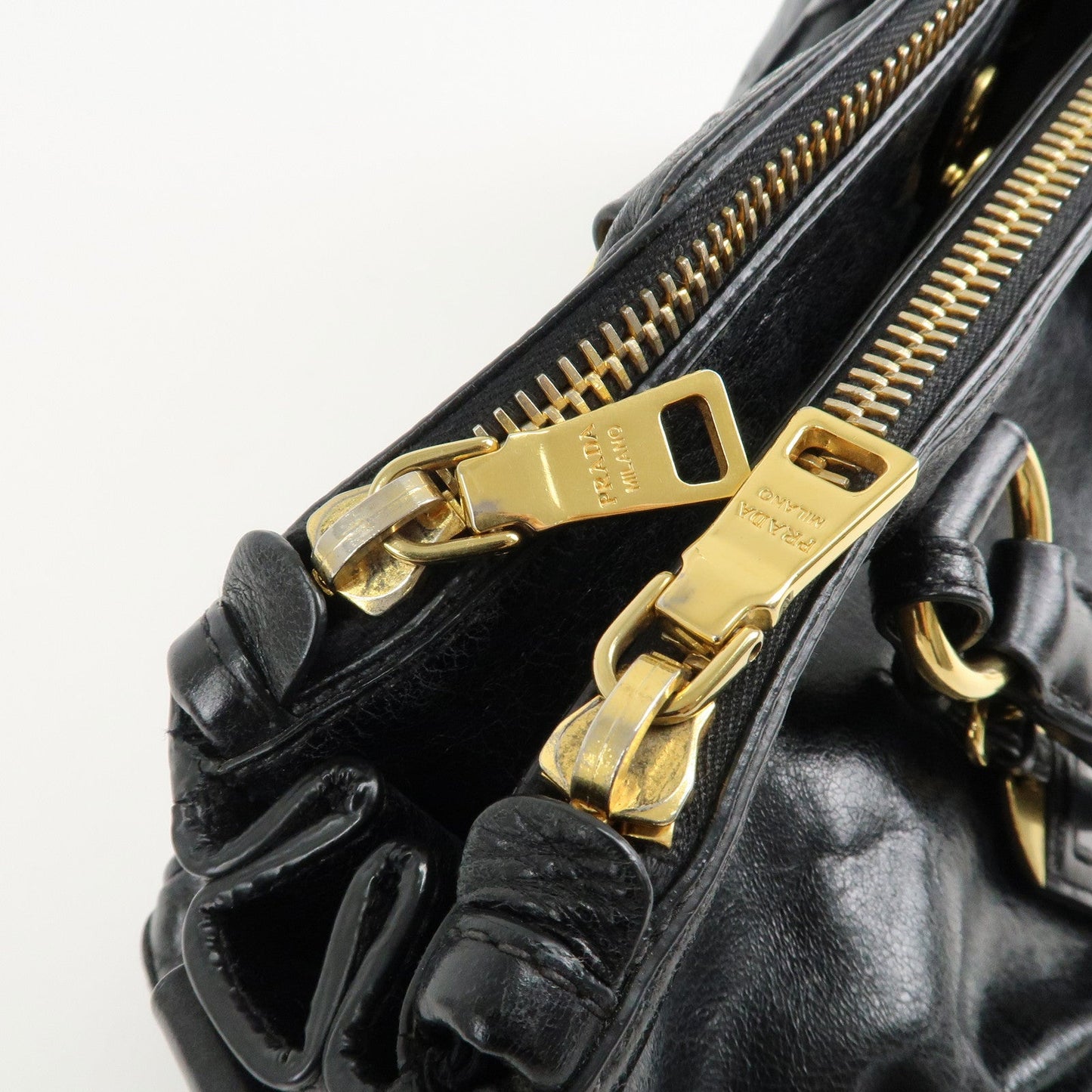 PRADA Leather 2Way Hand Bag Shoulder Bag Black BN2324  d