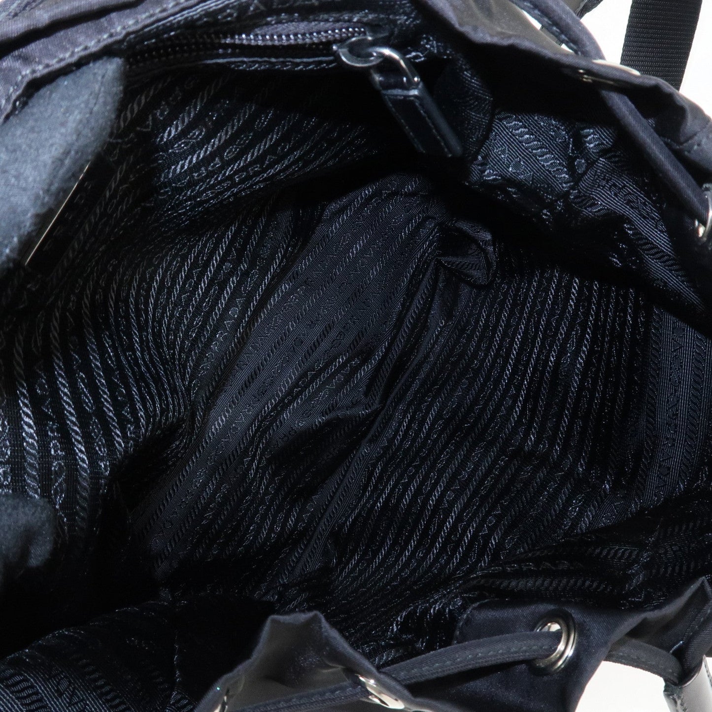 PRADA Logo Nylon Leather Back Pack Ruck Sack NERO Black BZ2811  d