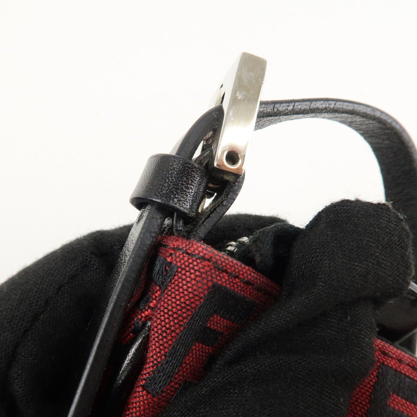FENDI Zucchino Canvas Leather Accessory Pouch Hand Bag Black Red  d