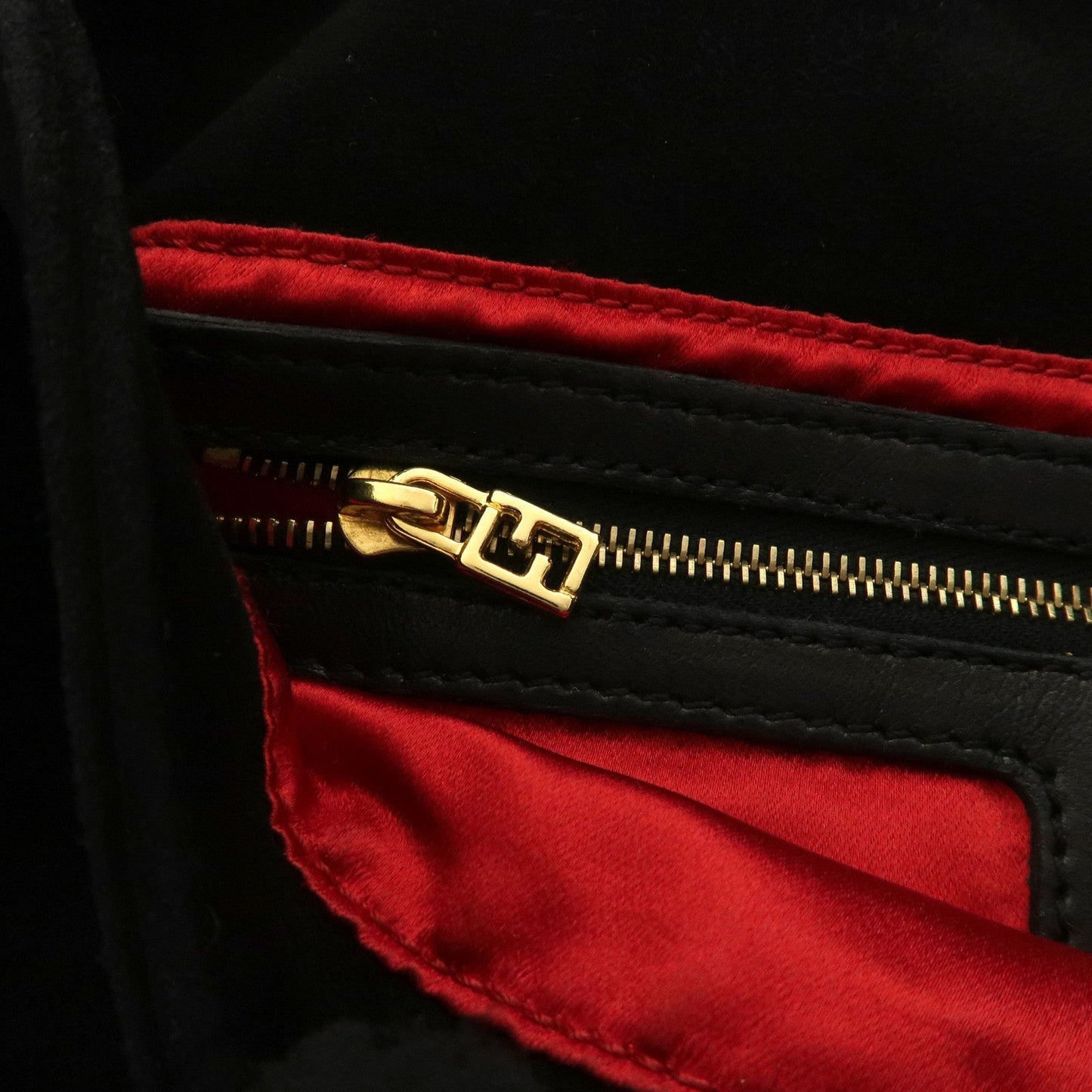 FENDI Mamma Bucket Suede Leather Shoulder Bag Black 26424  d