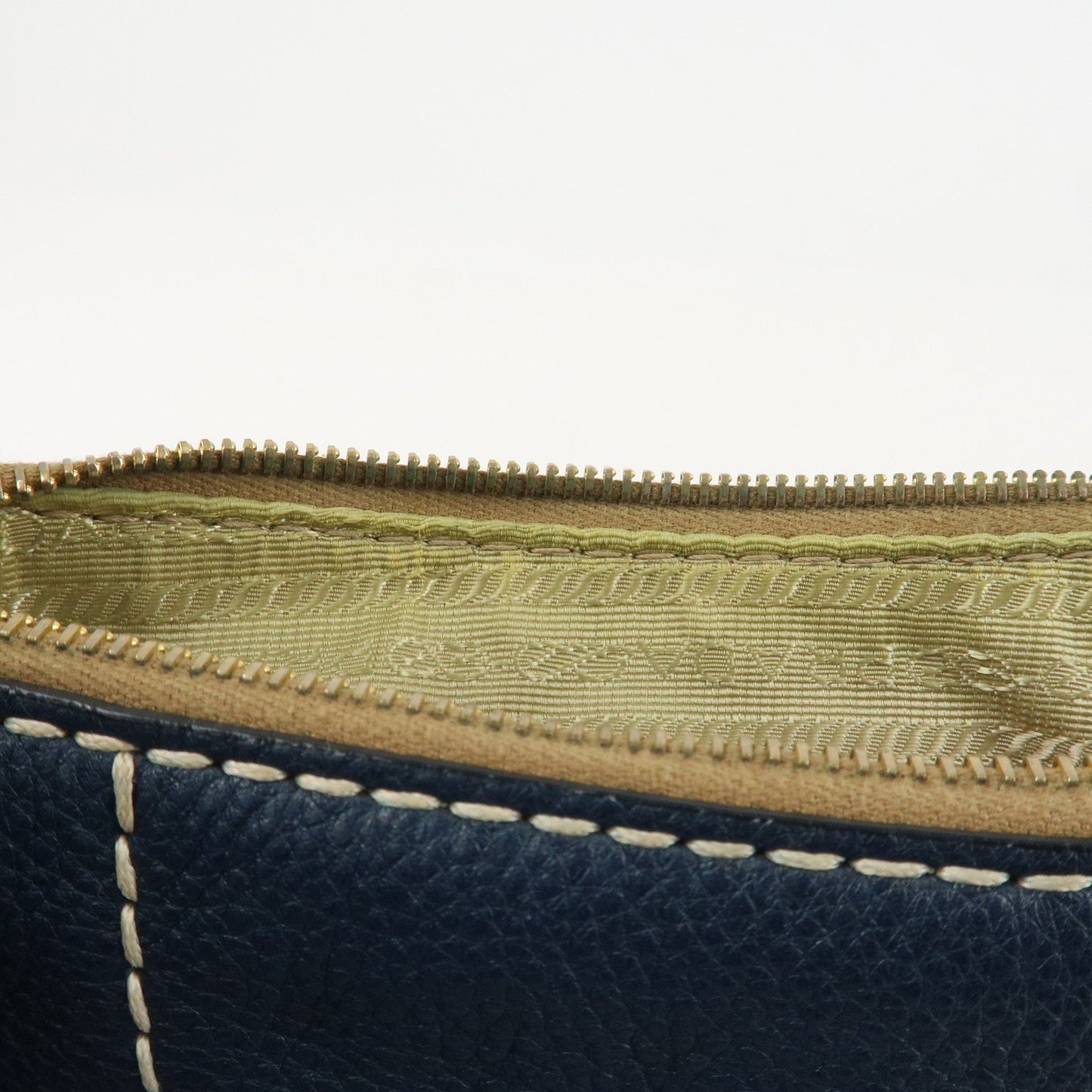 PRADA Soft Calf Leather Shoulder Bag Hand Bag Blue BR4690  d
