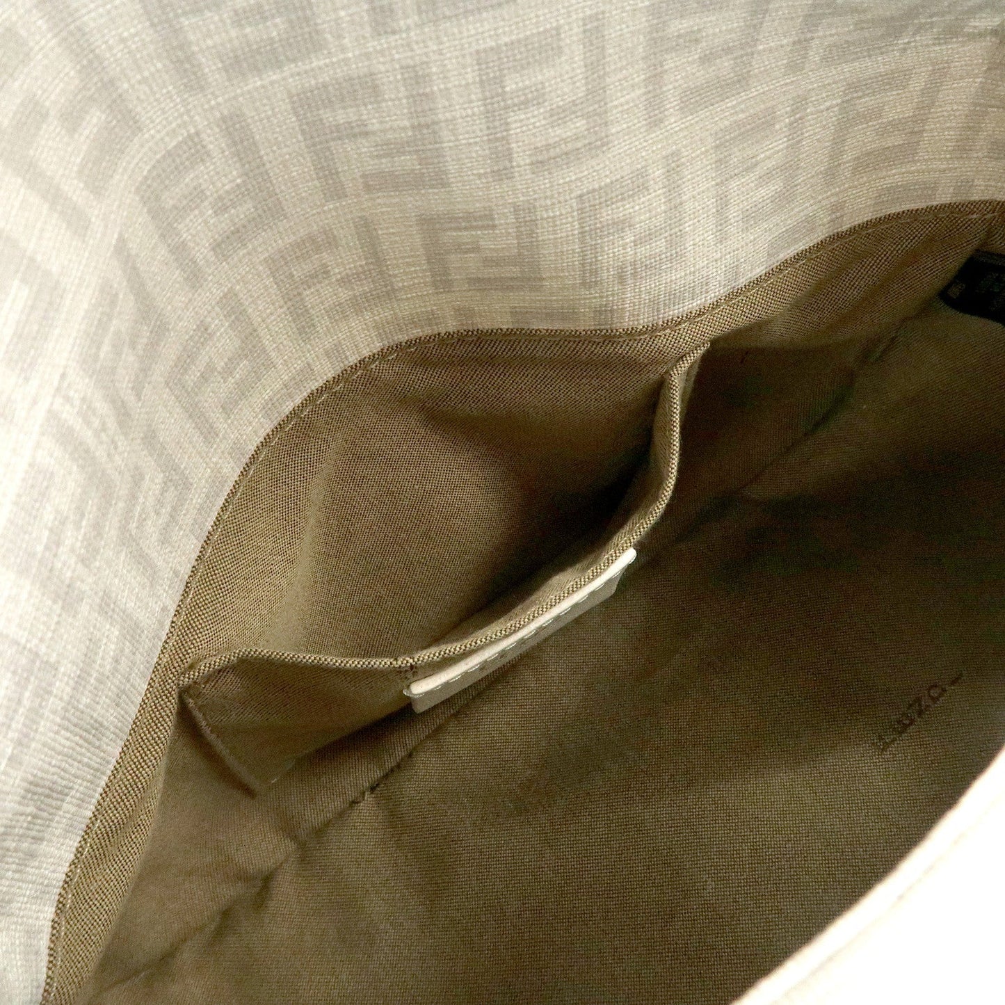 FENDI Mini Mamma Baguette Zucchino Canvas Leather Shoulder Bag  d