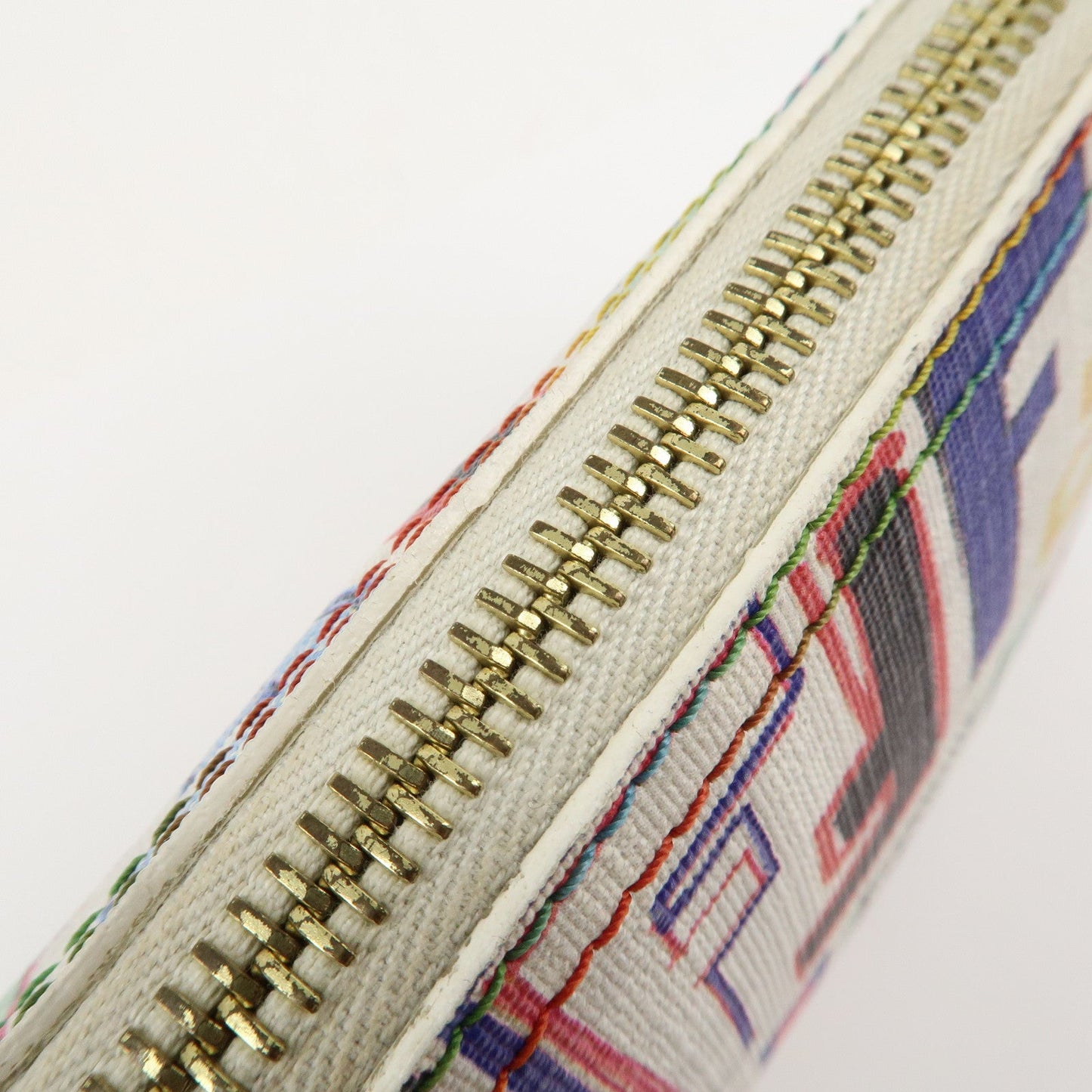 FENDI Zucca PVC Accessory Chain Pouch Multi Color Ivory 8BR592  d