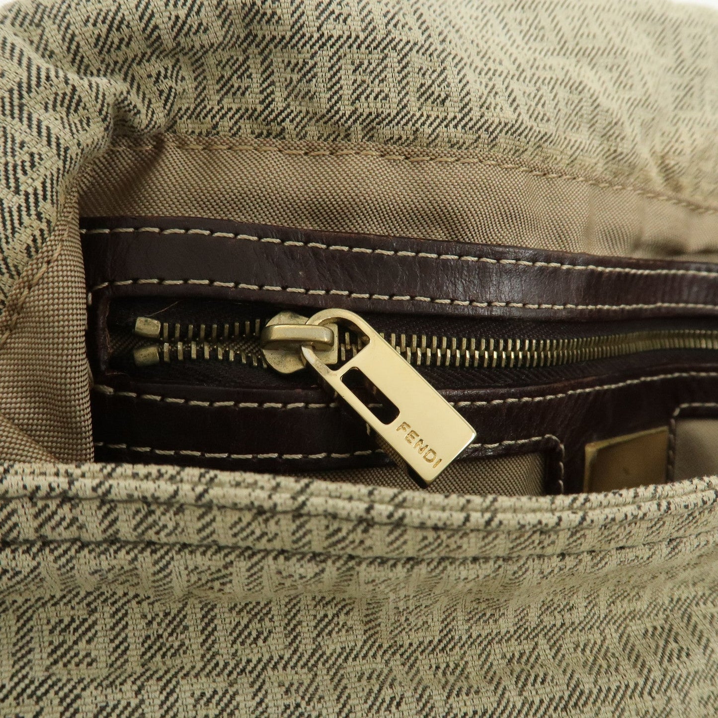 FENDI Mamma Baguette Micro FF Canvas Shoulder Bag Gray 8BR001  d