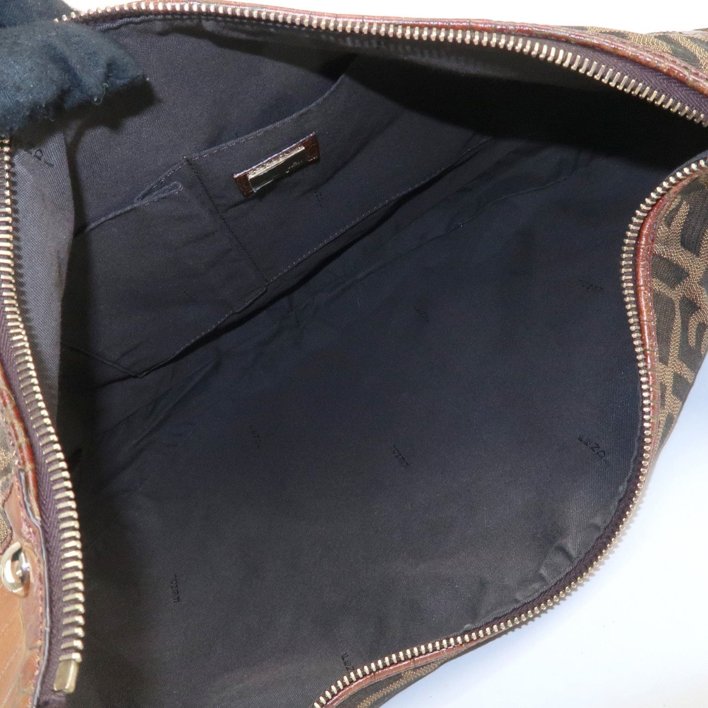 FENDI Zucca Canvas Embossed Leather Shoulder Bag Brown 8BR593  d