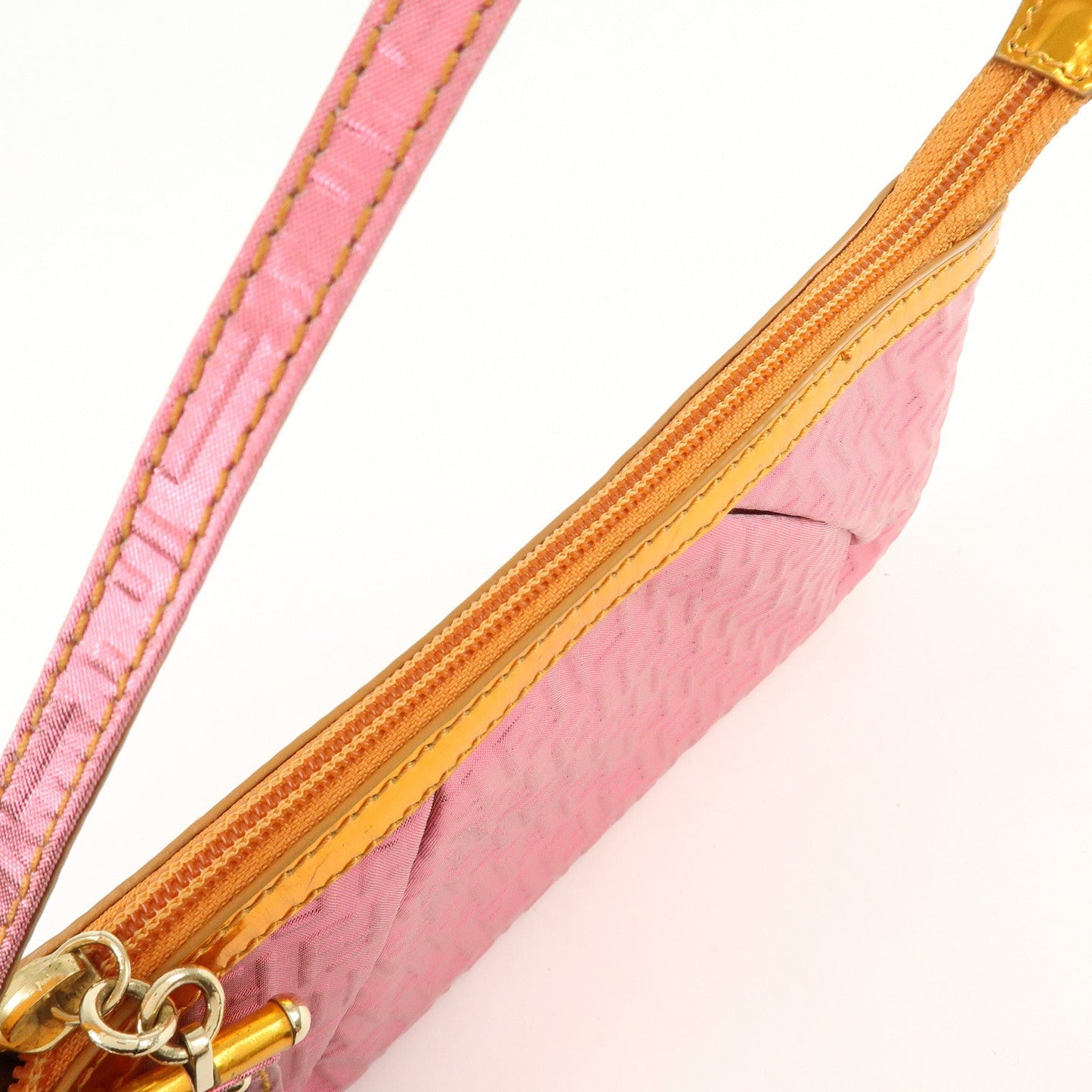 FENDI Zucchino PVC Patent Leather Shoulder Bag Hand Bag Pink Gold  d