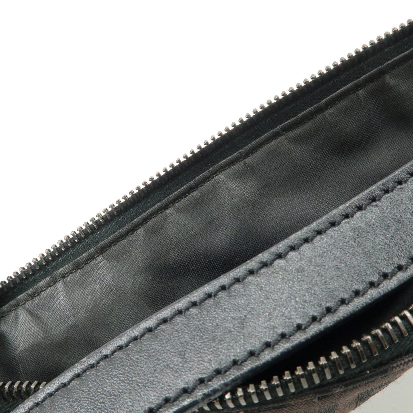 FENDI Zucchino Canvas Leather Shoulder Bag Dark Brown 8BR444  d