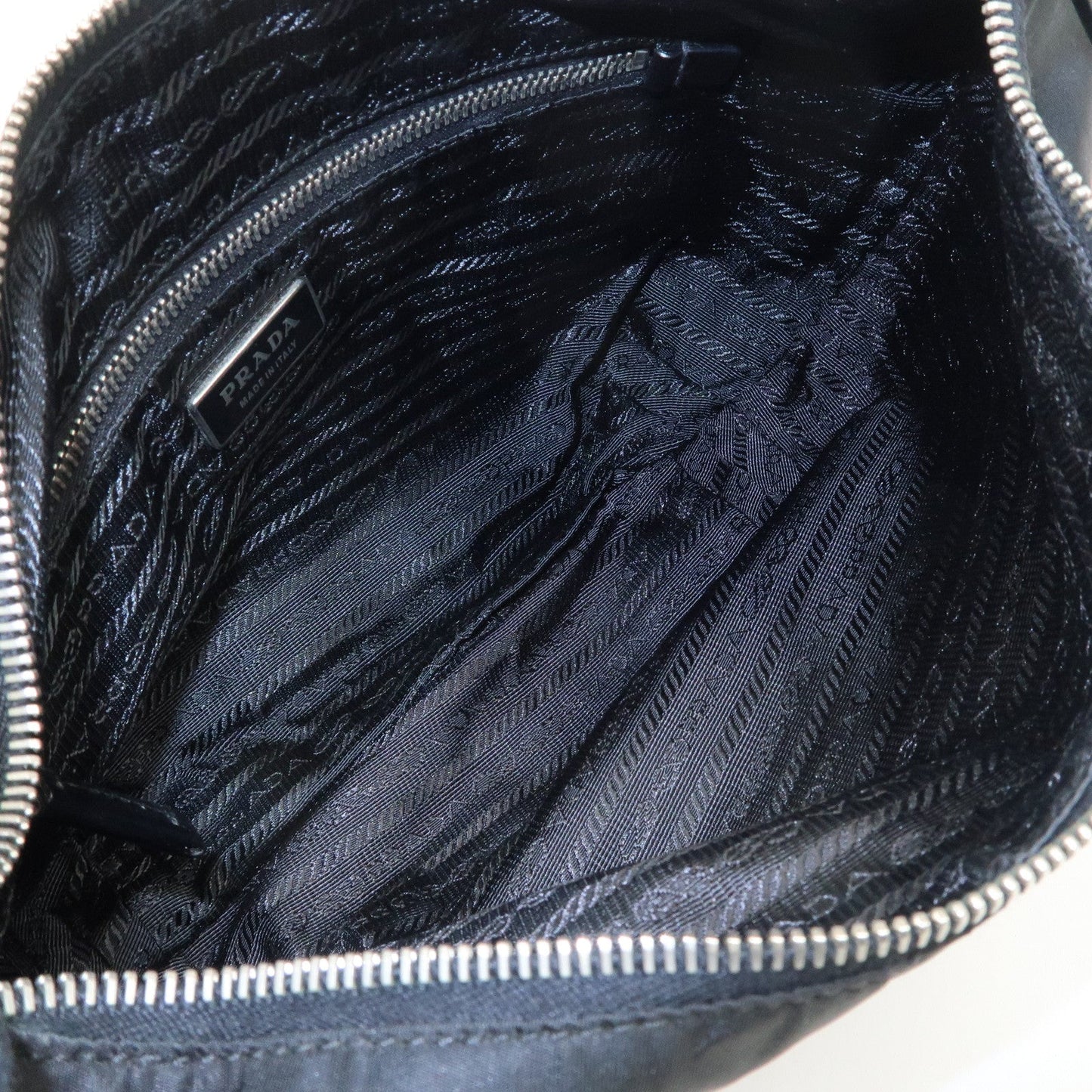 PRADA Nylon Leather Embroidery Shoulder Bag Hand Bag Black  d