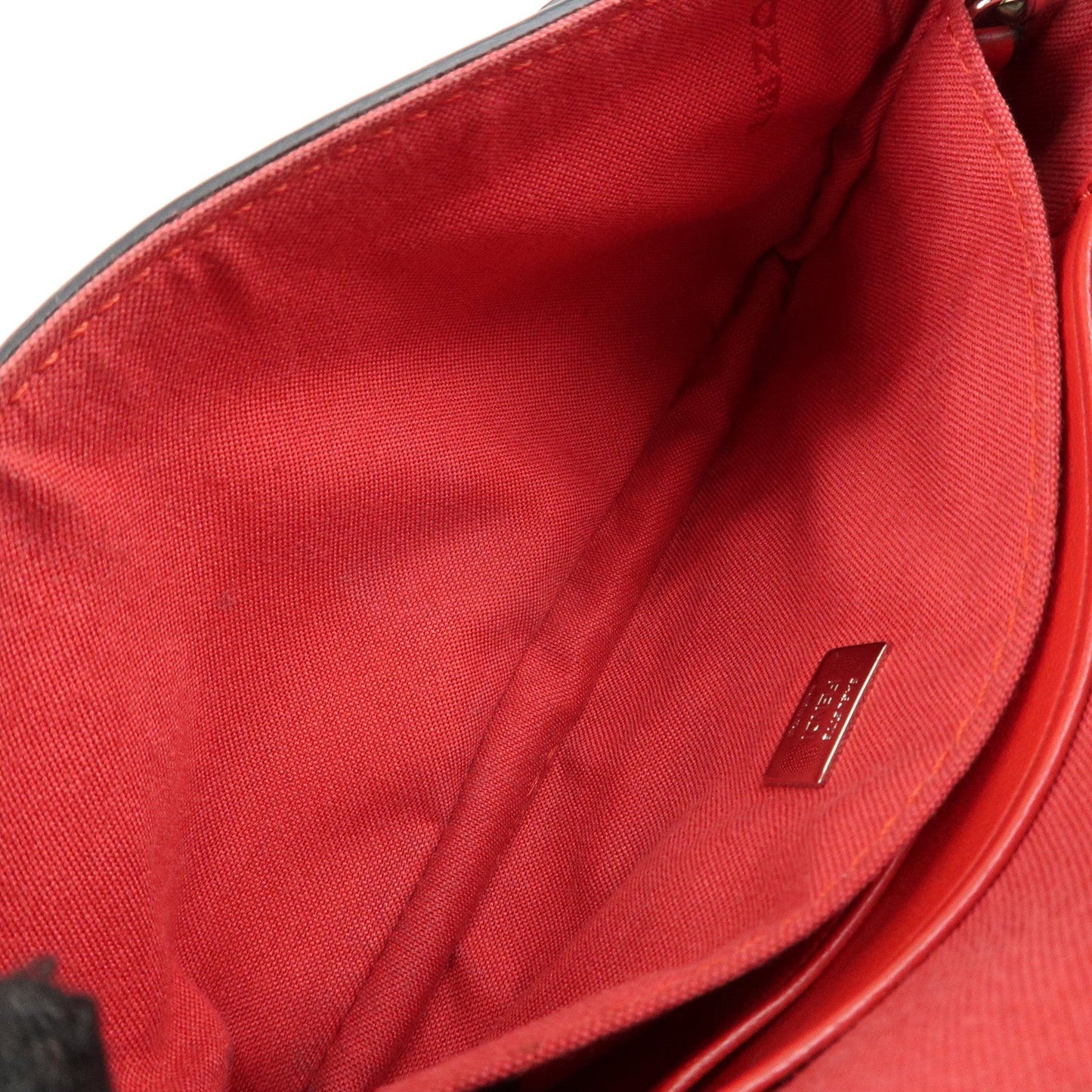 FENDI Micro Baguette Leather Shoulder Bag Red 8M0354  d