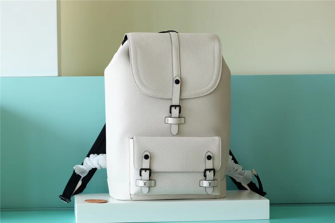 Top Quality Christopher Slim Backpack White Taurillon For Men, Bags 42cm Top Quality M58644