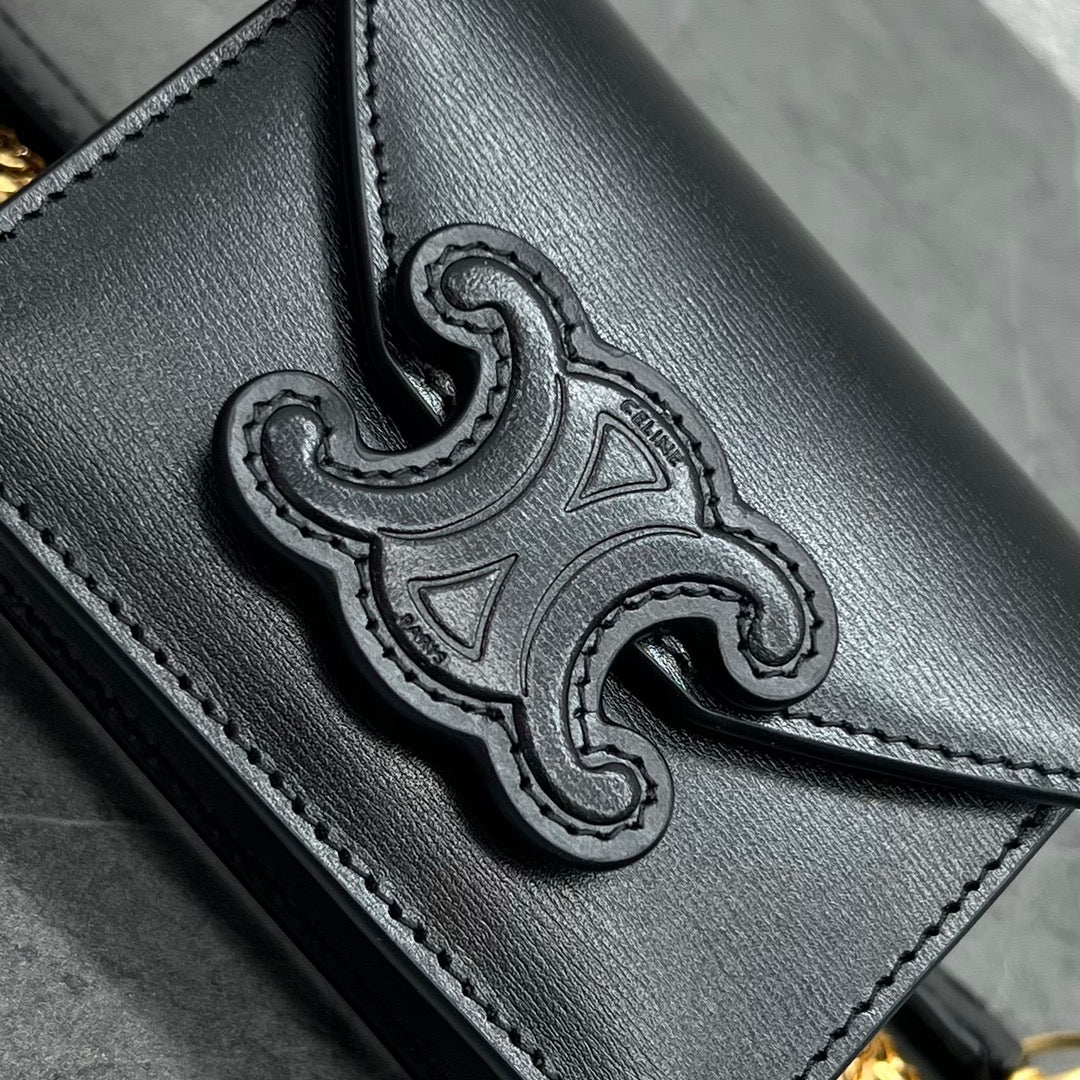 Top Quality Card Holder On Chain Triomphe Black For Women 4in/11cm 10J743DPV.38NO