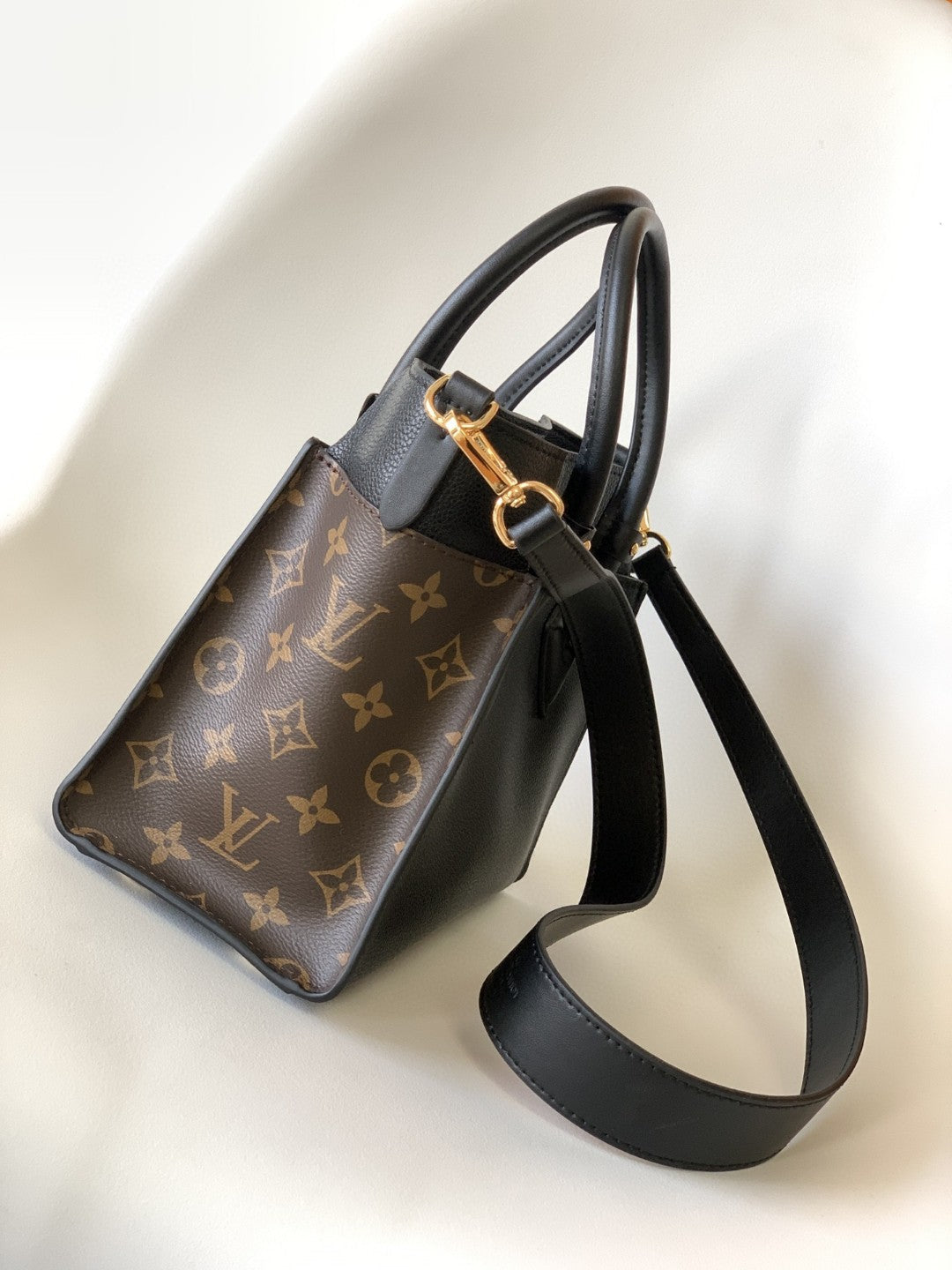 Top Quality On My Side PM Tote Bag Monogram Canvas Black For Women,  Shoulder Bags 9.8in/25cm Top Quality M57728