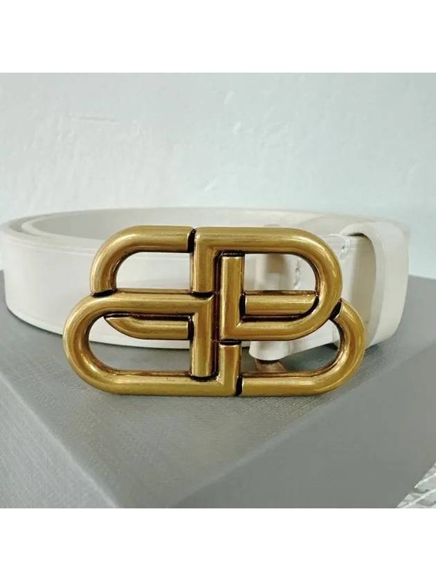 Luxury Balenciaga Trending 2025 BB Buckle Belt White