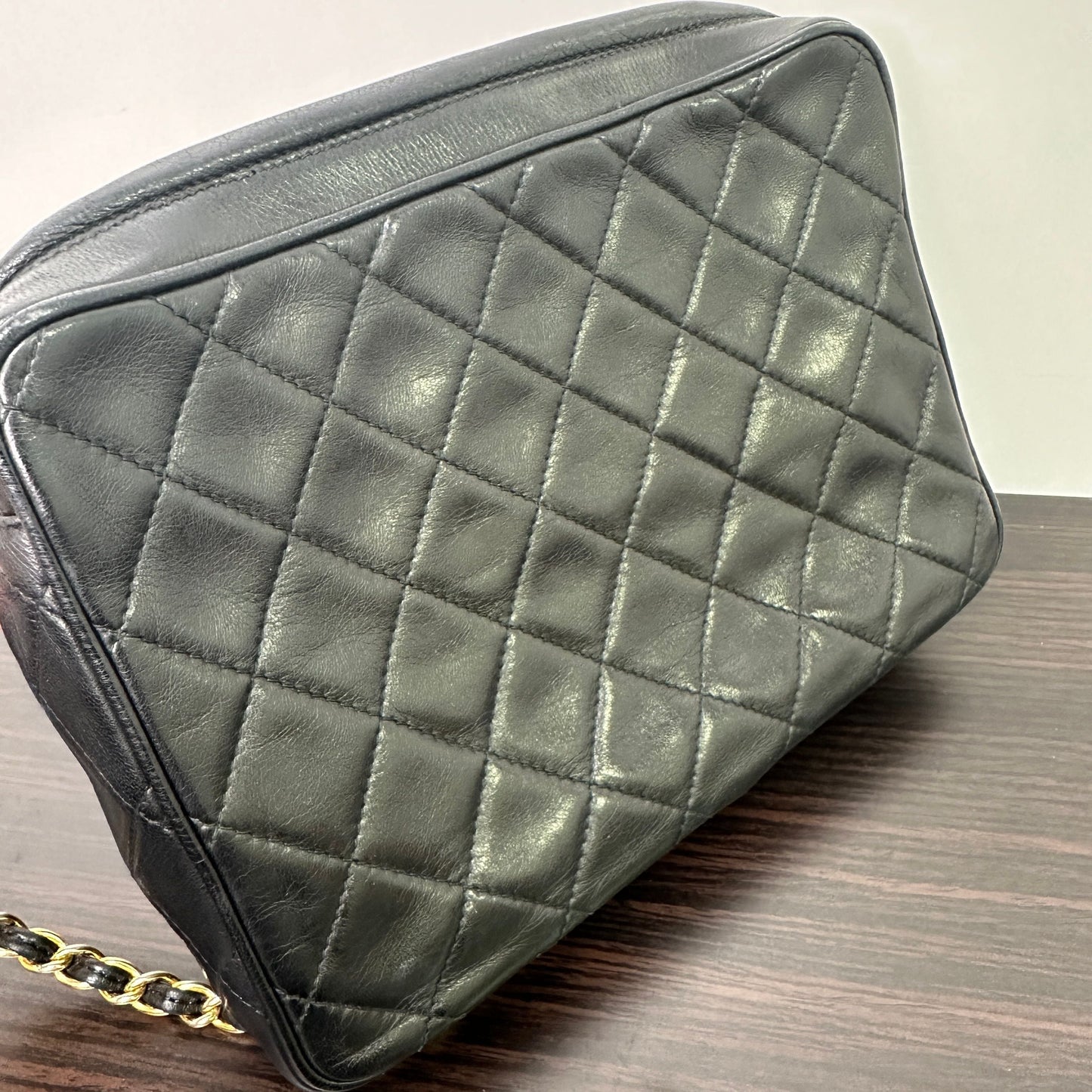 Chanel Camera Bag Small Black Lambskin Gold Leather LB121113