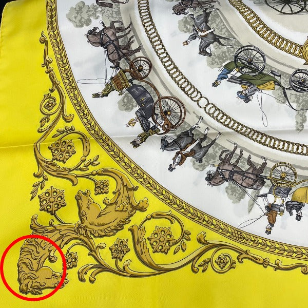 HERMES scarf silk yellow SPRINGS scarf Carre90 Women  d