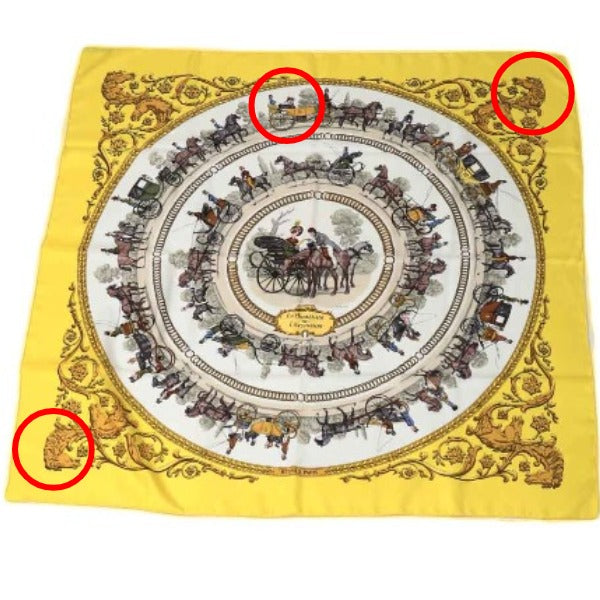 HERMES scarf silk yellow SPRINGS scarf Carre90 Women  d