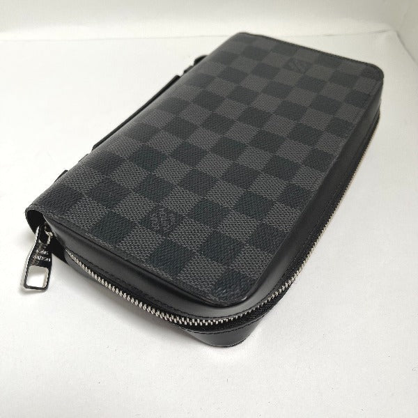 LOUIS VUITTON business bag N41503 Damier Grafitto Canvas Graphite Long Wallet Purse Damier Grafitte Zippy XL mens  d
