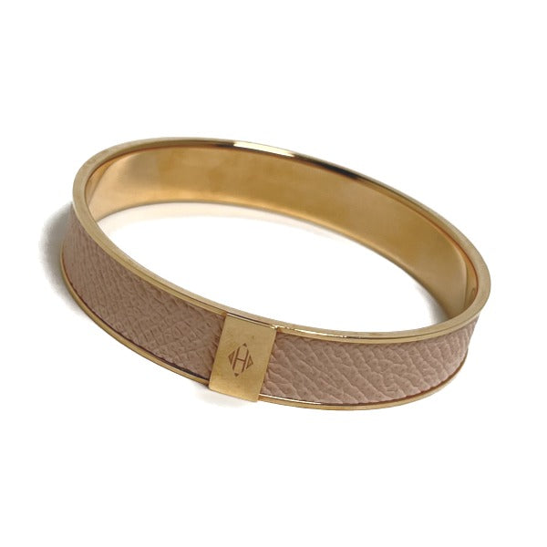 HERMES Bangle leather Pink x Gold bracelet leather Gold Plated Women  d