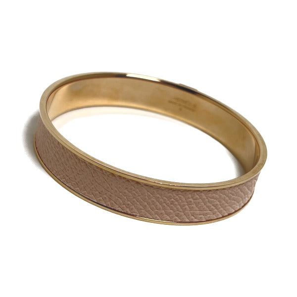 HERMES Bangle leather Pink x Gold bracelet leather Gold Plated Women  d