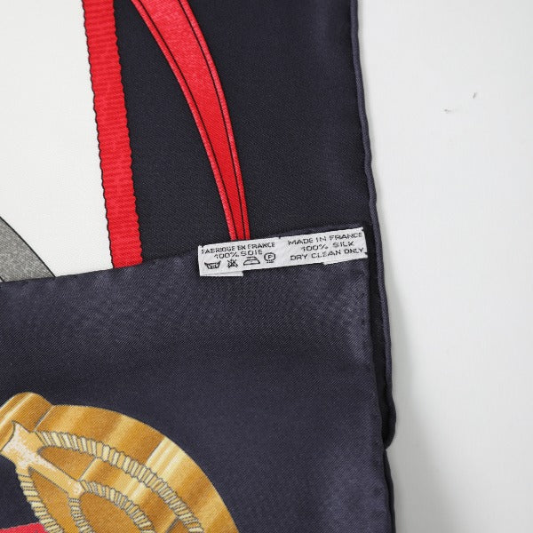 HERMES scarf silk Navy big training Carre90 Crano Manege Women  d