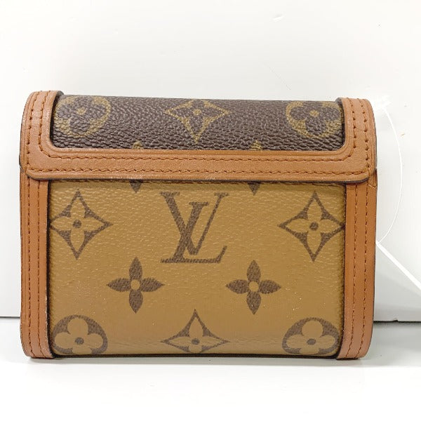LOUIS VUITTON Coin case M68725 PVC, leather Brown camel Portefeuille Dauphine Monogram reverse compact Women  d