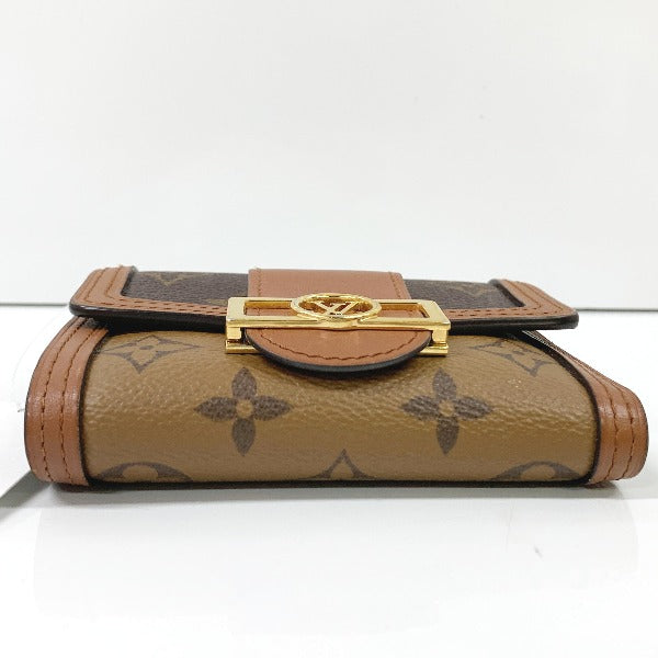 LOUIS VUITTON Coin case M68725 PVC, leather Brown camel Portefeuille Dauphine Monogram reverse compact Women  d