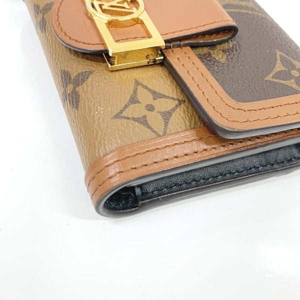 LOUIS VUITTON Coin case M68725 PVC, leather Brown camel Portefeuille Dauphine Monogram reverse compact Women  d