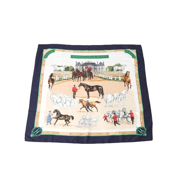 HERMES scarf silk Navy LES HARAS NATIONAUX Carre90 Carre90 Women  d