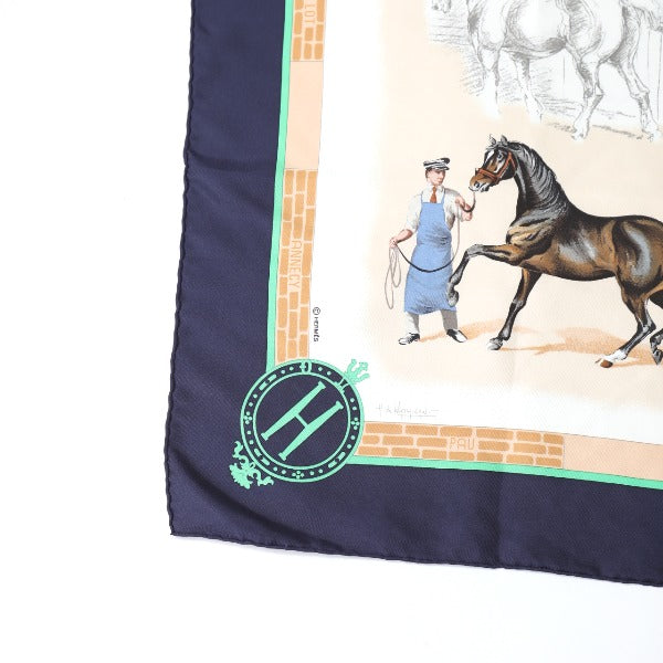 HERMES scarf silk Navy LES HARAS NATIONAUX Carre90 Carre90 Women  d