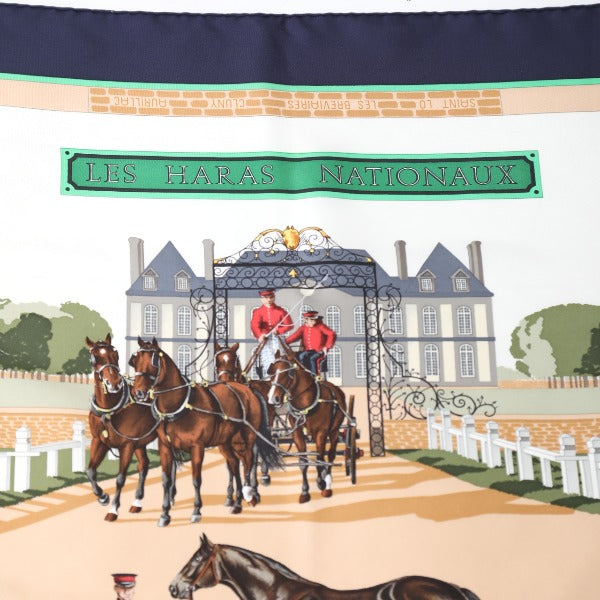 HERMES scarf silk Navy LES HARAS NATIONAUX Carre90 Carre90 Women  d