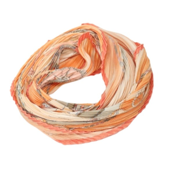 HERMES scarf silk Orange 100% silk PleatedCarre Women  d
