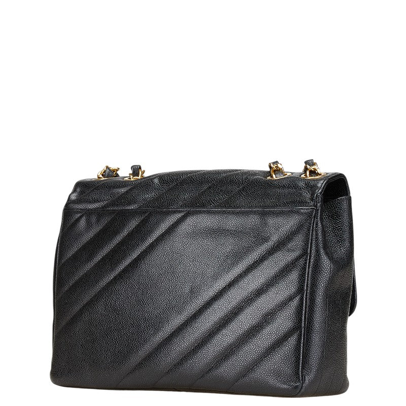 Chanel Coco Mark Bias Stitch Caviar Skin Shoulder Bag