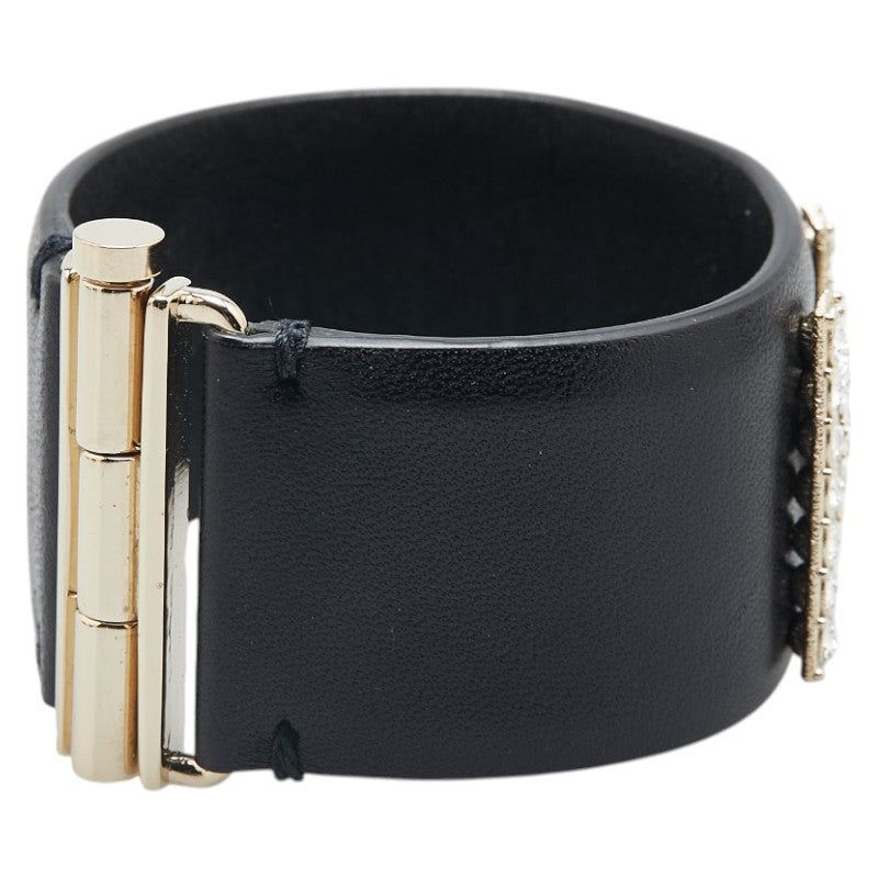 Chanel Logo Rhinestone Lambskin Bangle