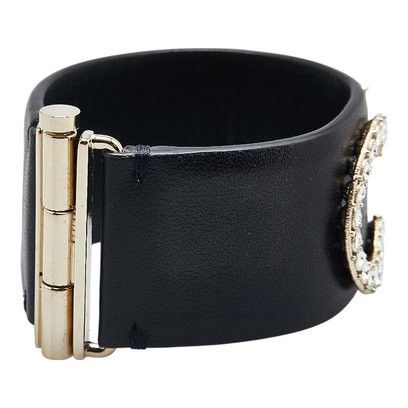 Chanel Logo Rhinestone Lambskin Bangle