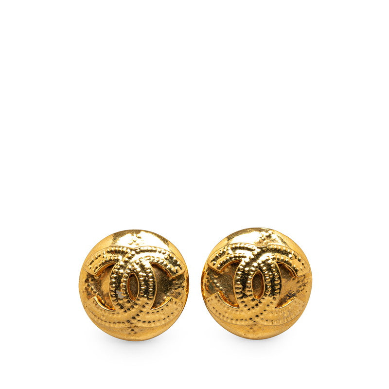 Chanel Gold Plated Coco Mark   Earrings 94P