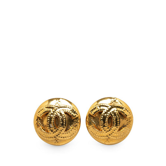 Chanel Gold Plated Coco Mark   Earrings 94P